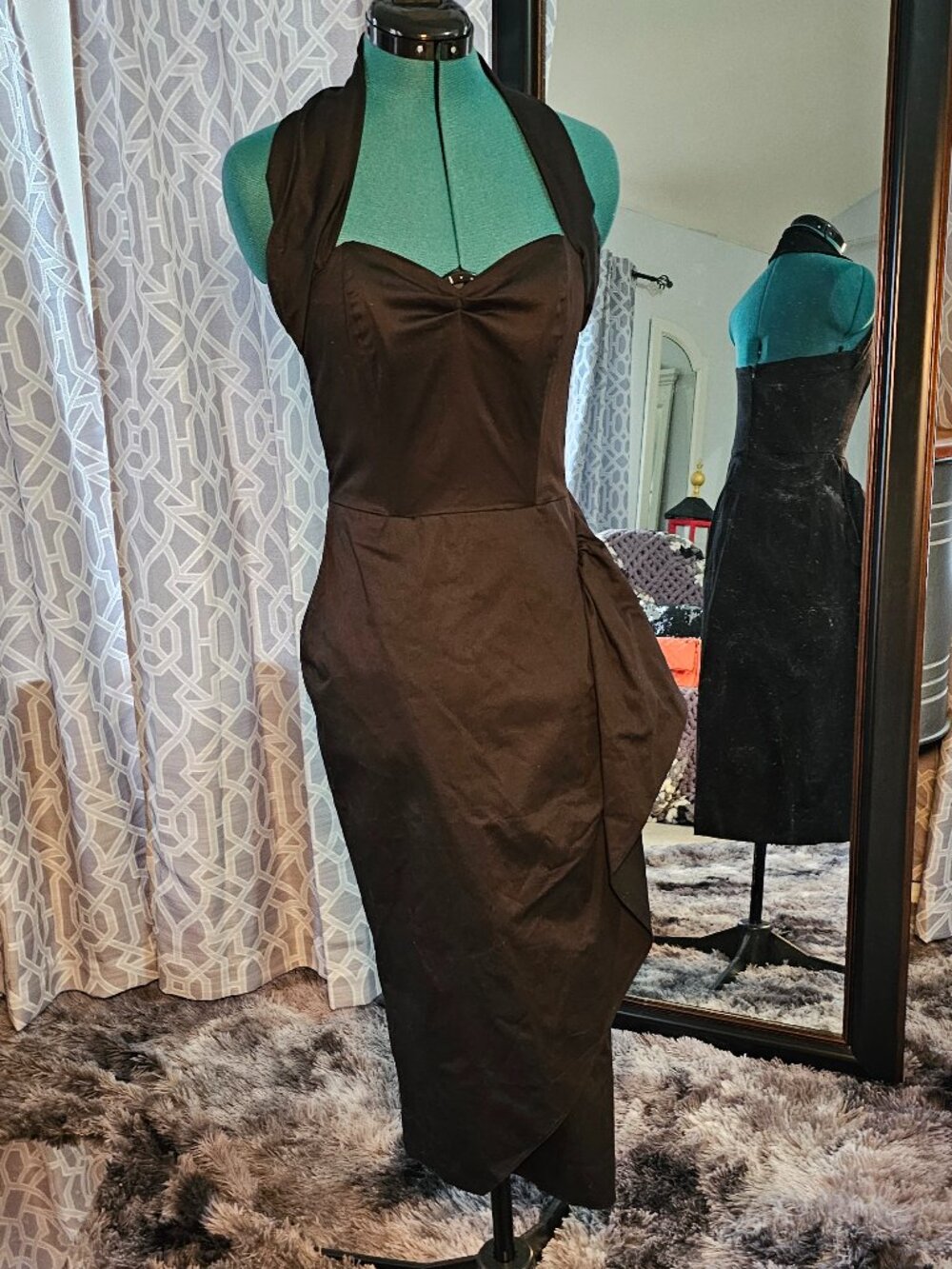 Vivien of Holloway Black Sarong Dress – UK 12 (Vintage 40s/50s Repro)